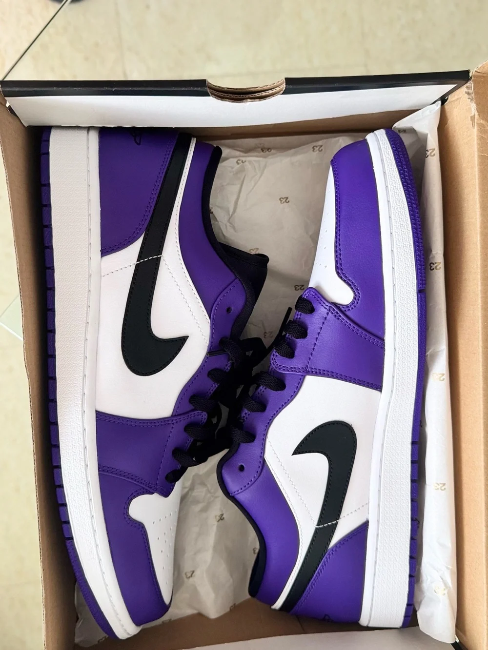 Jordan Men’s Purple, White and Black Court Low Top Sneakers